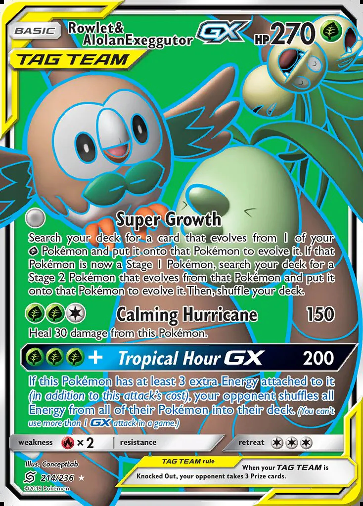 Image of the card Rowlet & Alolan Exeggutor GX